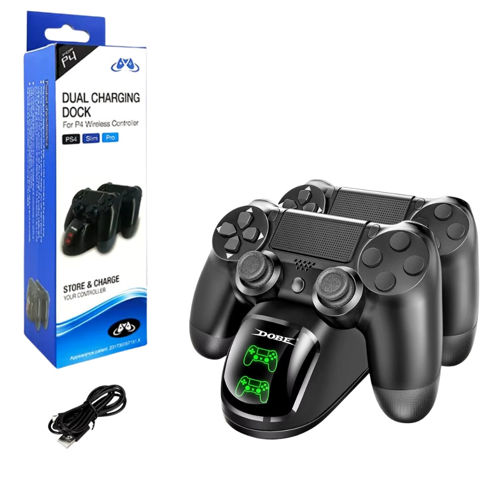 Зарядна док-станція DOBE ТР4-889 для джойстиків PS4 Slim Pro подвійна підставка тримач зарядний пристрій, фото 1
