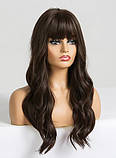 Перука коричнева хвиляста з чубчиком, фото 6