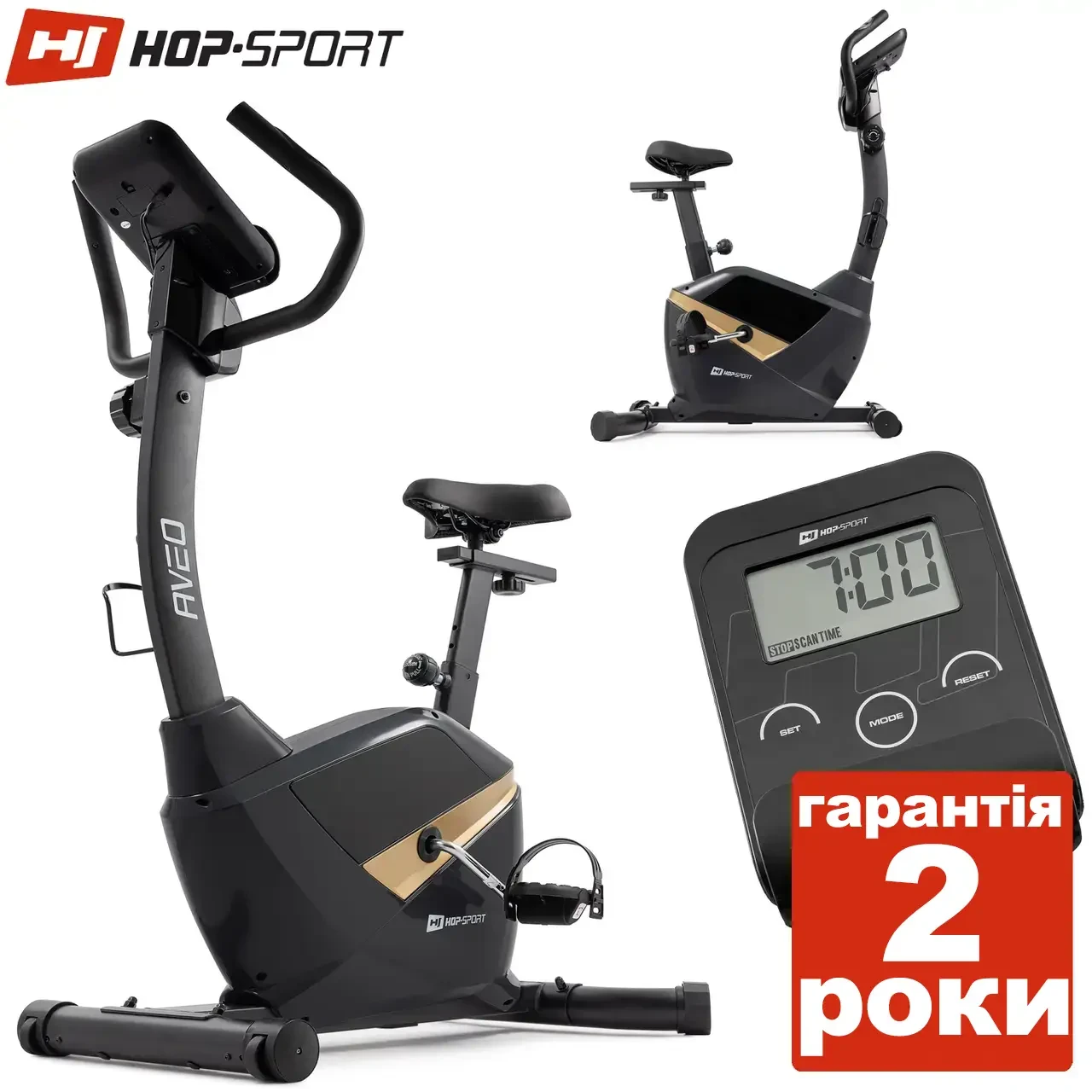 Велотренажер магнітний Hop-Sport HS-2090H Aveo чорний. До 120 кг. Маховик 9 кг. З монітором
