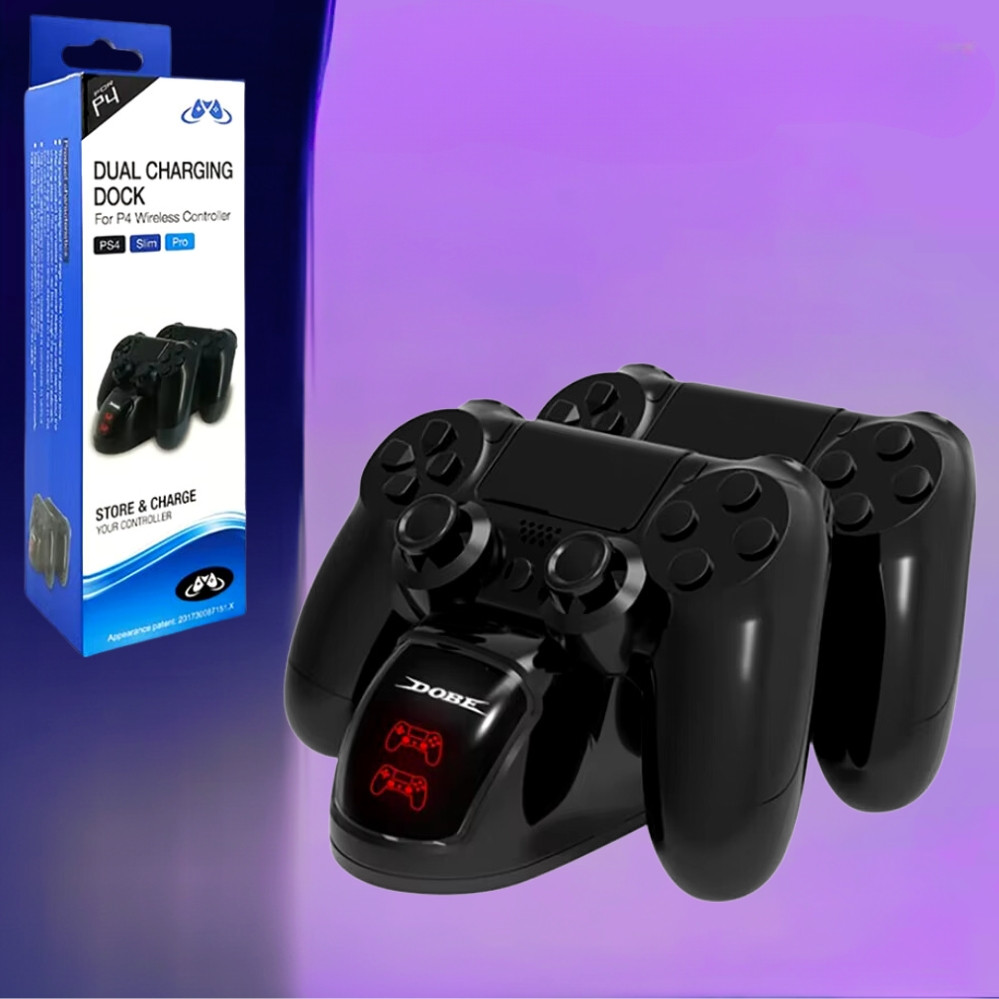 Подвійна док-станція DOBE ТР4-889 для джойстиків PS4 Slim Pro зарядний пристрій підставка для геймпадів, фото 1