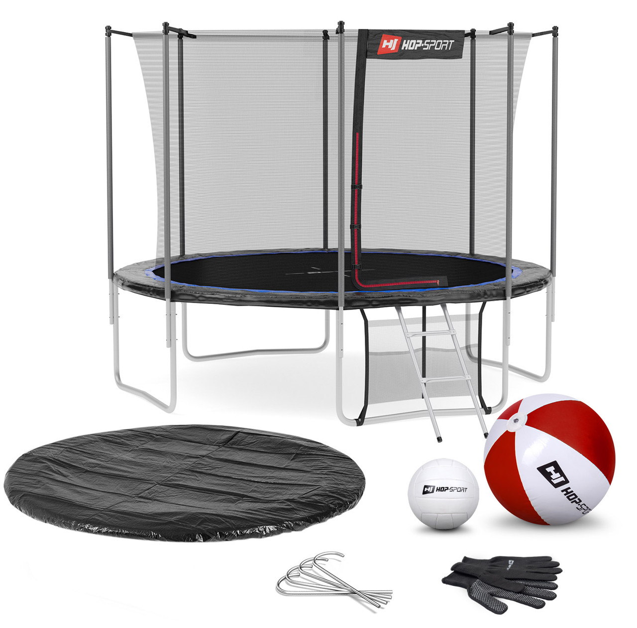 Батут Hop-Sport 10ft (305 см) чорно-синій із внутрішньою сіткою (4 ноги). Для дома з сіткою