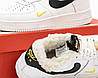 Чоловічі зимові кросівки Nike Air Force 1 Low Winter All White Black Найк Аїр Форс білі шкіра хутро, фото 10