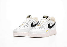 Чоловічі зимові кросівки Nike Air Force 1 Low Winter All White Black Найк Аїр Форс білі шкіра хутро, фото 4