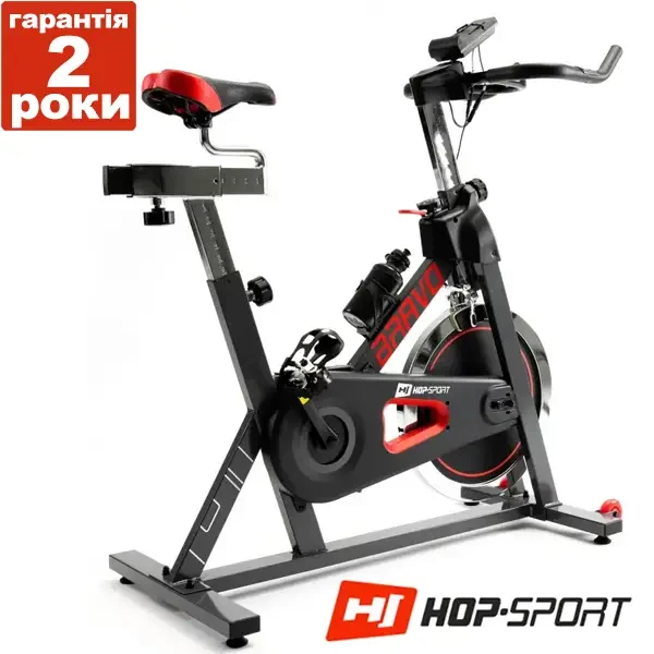 Спінбайк Hop-Sport HS-045IC Bravo червоний. До 150 кг. Маховик 18 кг.. З монітором