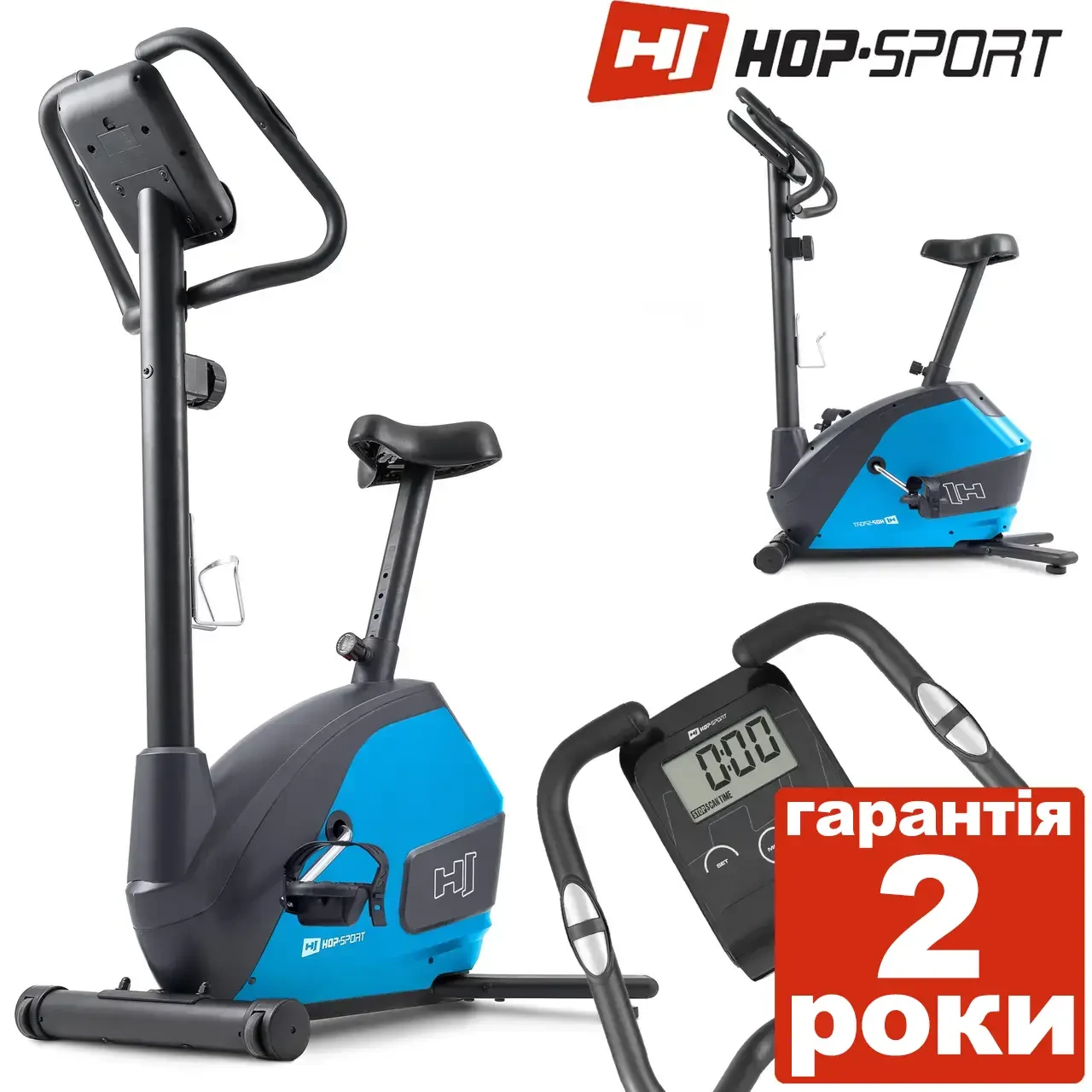 Магнітний вертикальний домашній велотренажер HS-035H Leaf синій. З монітором