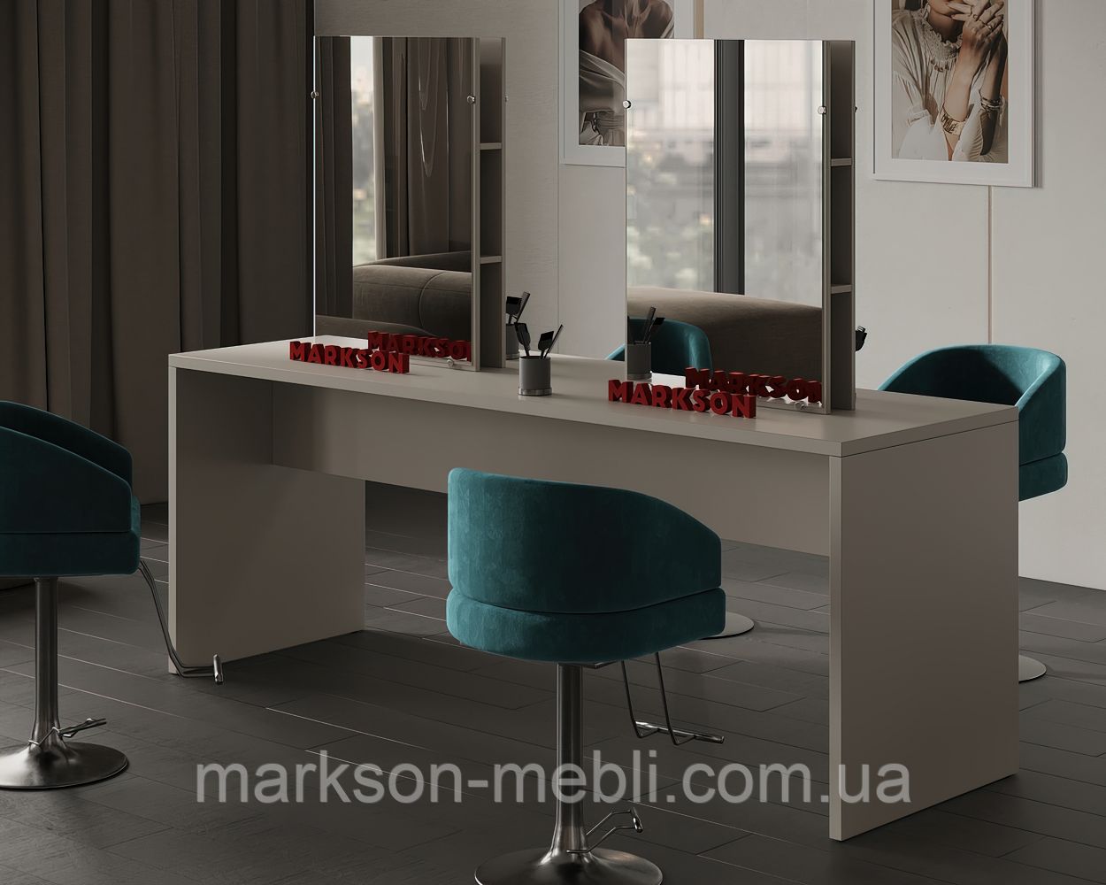Двостороннє двомісне робоче місце перукаря М418