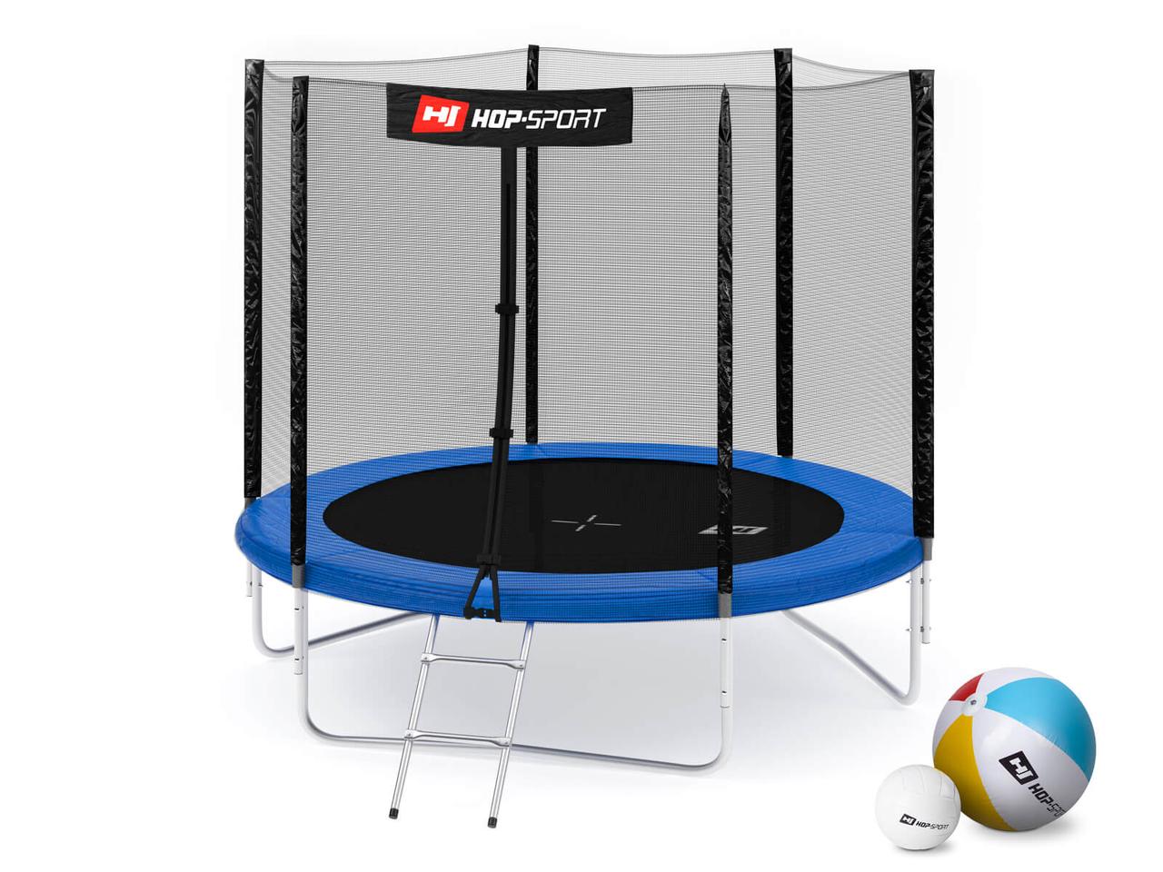 Батут Hop-Sport 8ft (244 см) синій із зовнішньою сіткою. Для дома з сіткою
