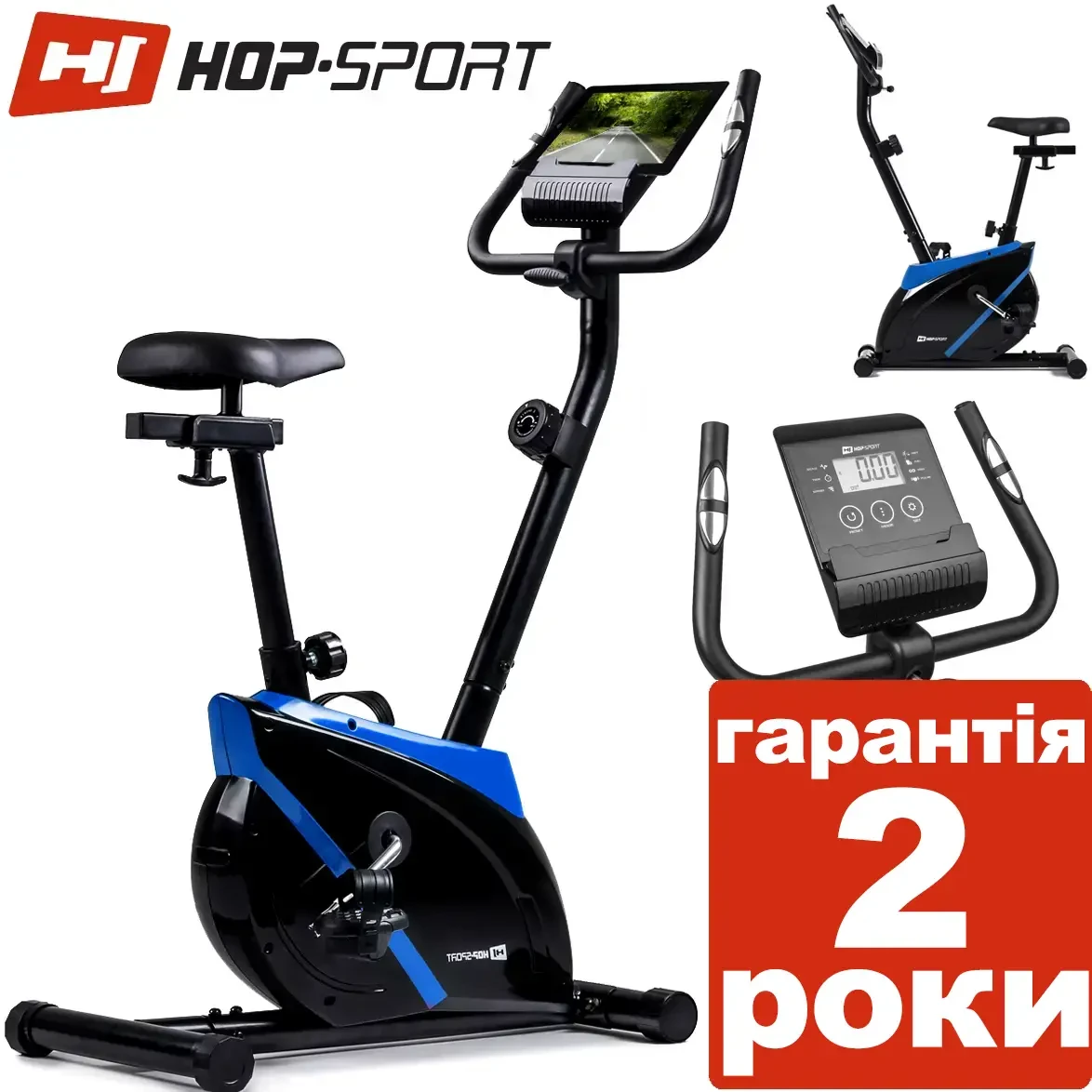 Магнітний велотренажер Hop-Sport HS-2070 Onyx red до 120 кілограмів. Вертикальний. Німеччина. З монітором