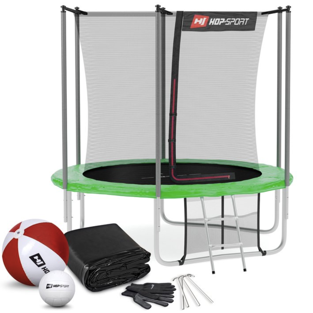 Батут Hop-Sport 8ft (244 см) зелений із внутрішньою сіткою. Для дома з сіткою