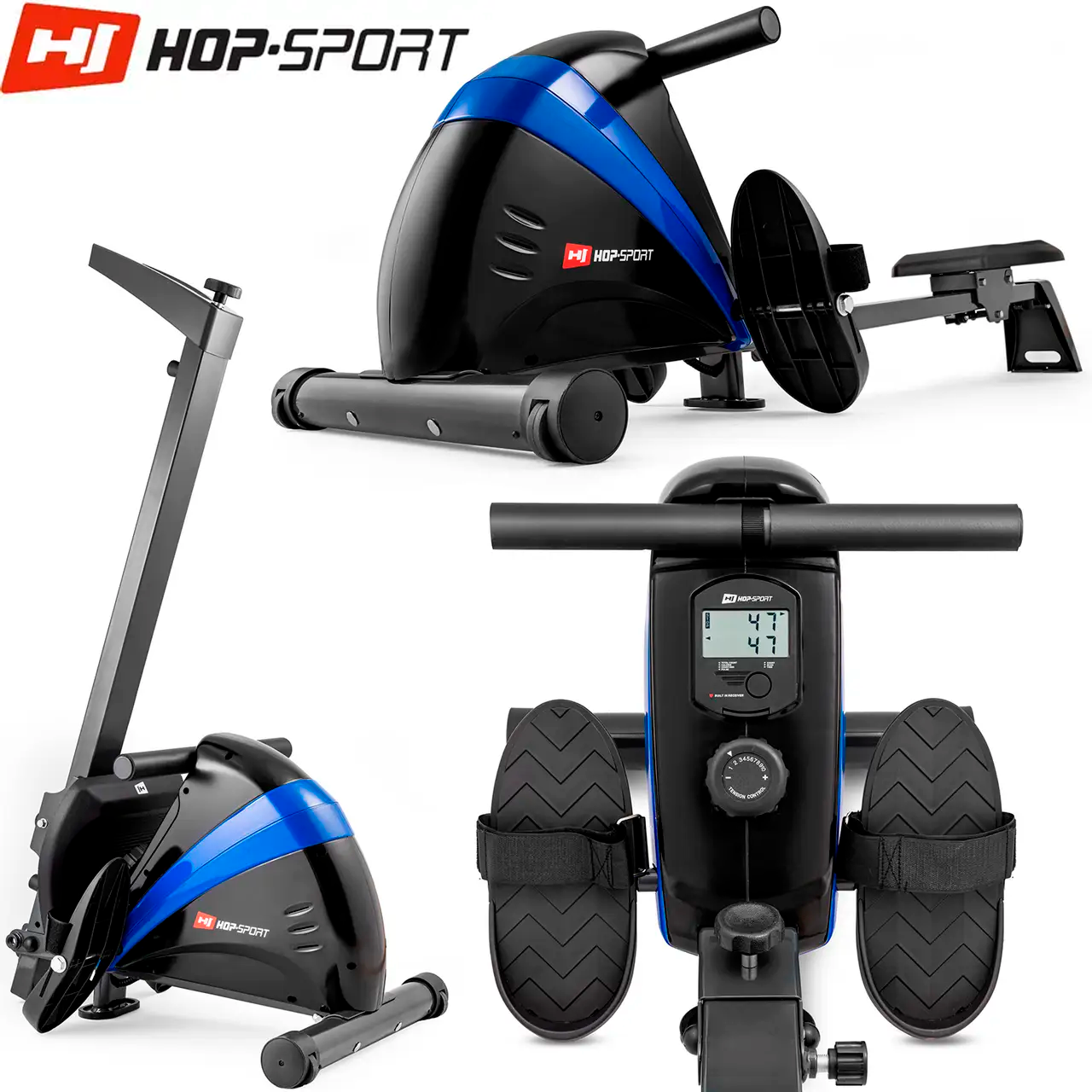 Гребний тренажер HS-030R Boost Синій. Маховік 9,5 кг. До: 120кг.. Для дому