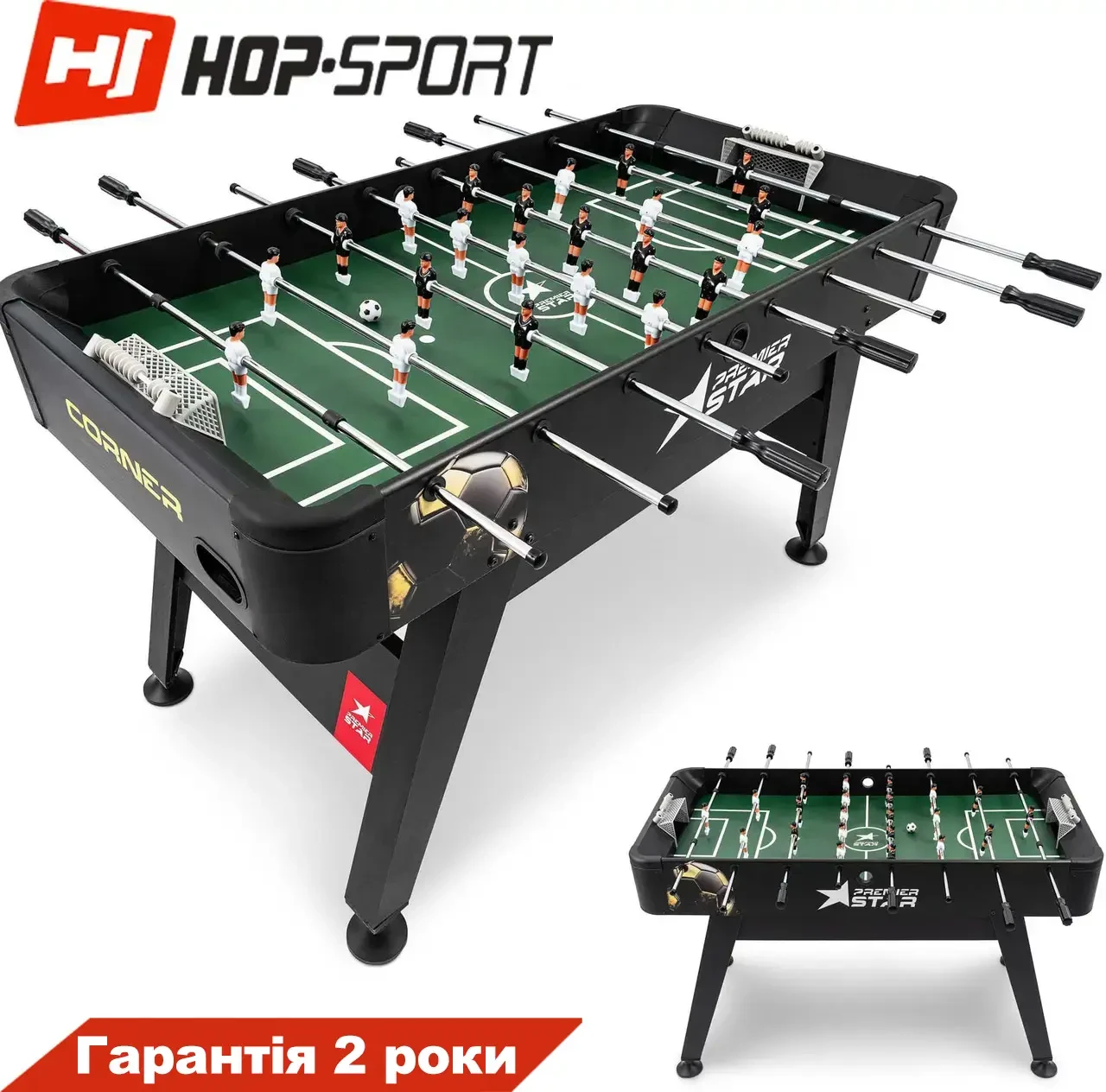 Настільний футбол Hop-Sport Corner чорно-золотистий. Гарантія 24 міс.. Великий, фото 1
