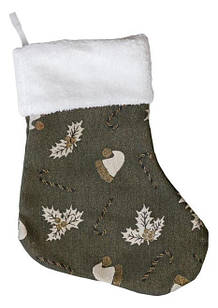 Декоративний новорічний чобіток Дзвіночки на зеленому