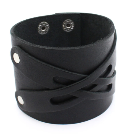 Широкий браслет на руку "X609" регульований на кнопках із натуральної шкіри, фото 1