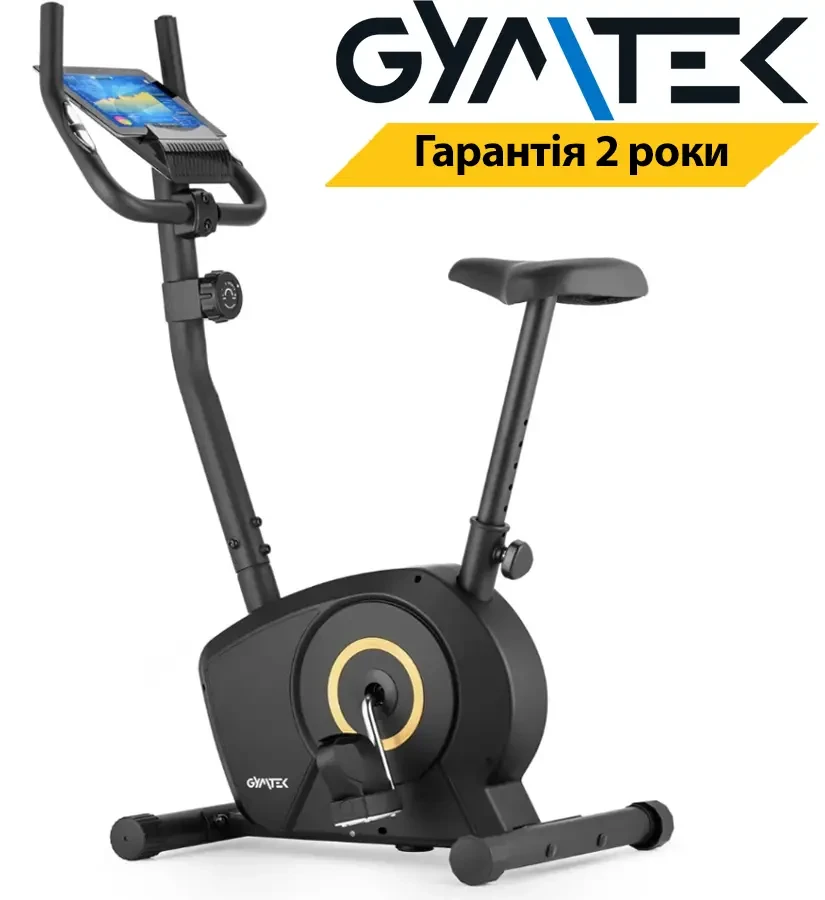 Велотренажер магнітний Gymtek XB900. До 120 кг. Чорно-золотистий. Вертикальний.. З монітором
