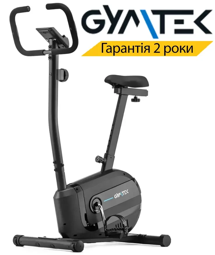 Велотренажер магнітний Gymtek XB1000. До 125 кг. Чорно-синій. Вертикальний.. З монітором