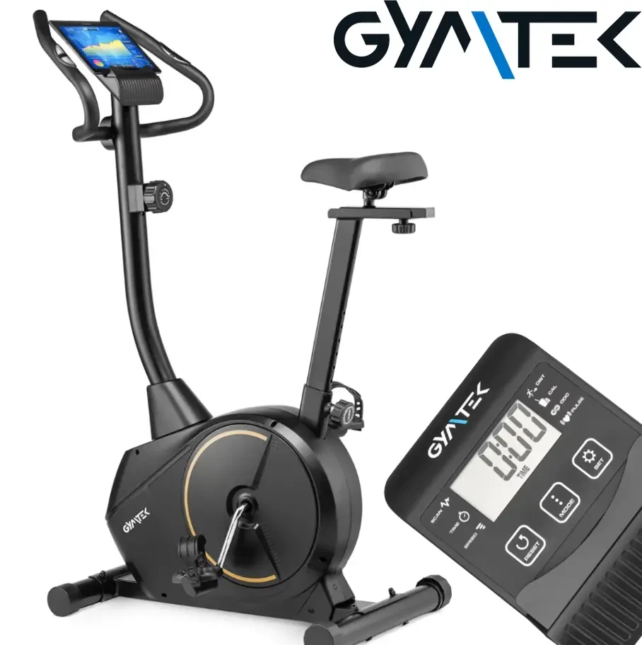 Велотренажер Gymtek XB1500 Магнітний Чорно-золотий. Максимальна вага користувача: 135 кг. З монітором