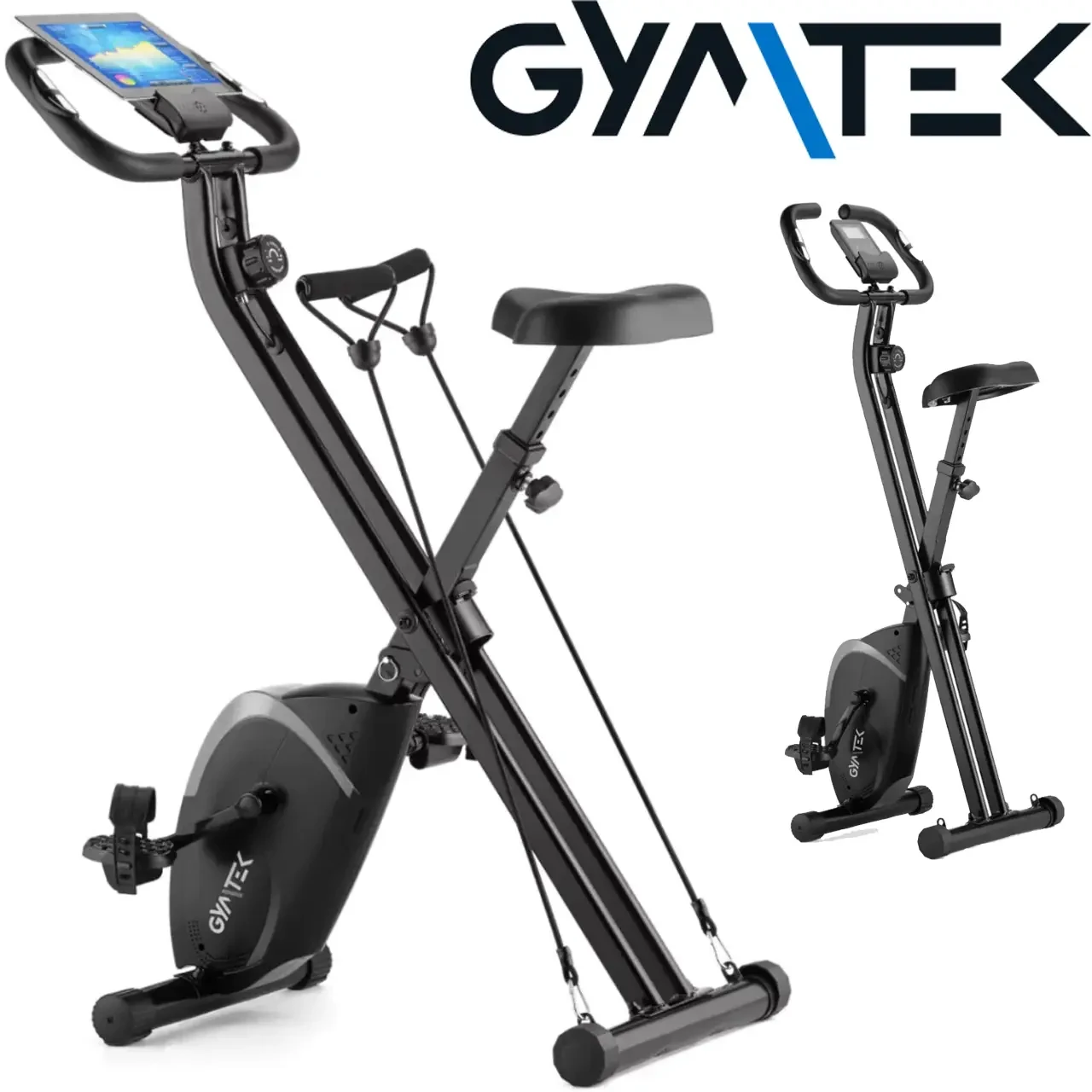 Велотренажер магнітний з еспандерами Gymtek FX800 Сірий. До 120 кг. Кардіотренажер для дому. З монітором, фото 1