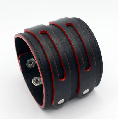 Стильний широкий браслет на руку "Turan R" регульований на кнопках із натуральної шкіри, фото 1