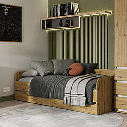 Односпальне сучасне стильне біле ліжко з двома шухлядами в дитячу підліткову спальню 90*200 см Ідея Гарант