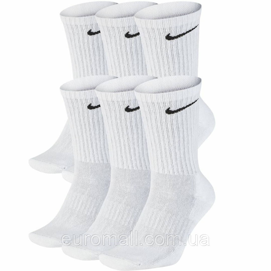 Упаковка спортивних шкарпеток Nike SX7666-100 (6 пар), Білий, Розмір (EU) — 42-46
