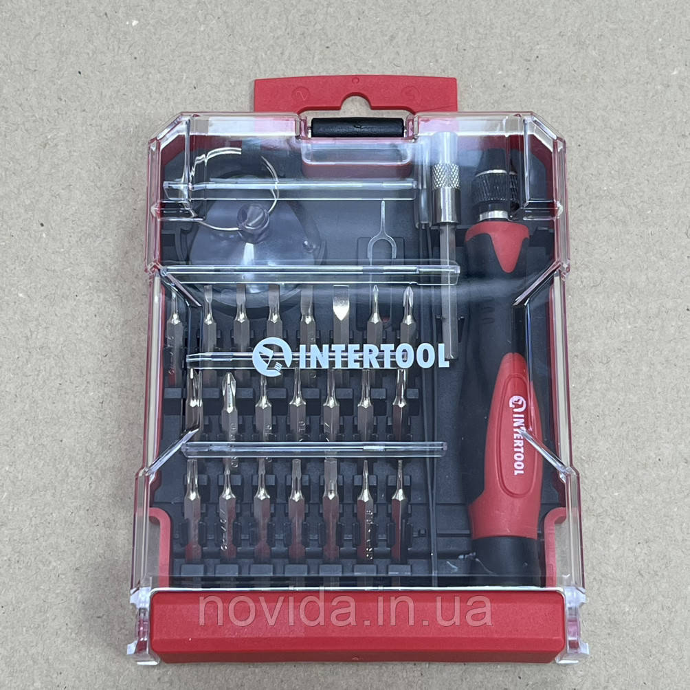 Викрутка прецизійна з комплектом насадок 29 од., Cr-V INTERTOOL VT-3336