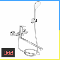 Змішувач латунний хромований Lidz Arrow з душем і лійкою Сміс для ванни Змішувач у ванну для душу
