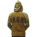 Тактична флісова кофта койот з капюшоном Армійська тепла флісова кофта з принтом ЗСУ, фото 2