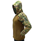 Тактична флісова кофта койот з капюшоном Армійська тепла флісова кофта з принтом ЗСУ, фото 3