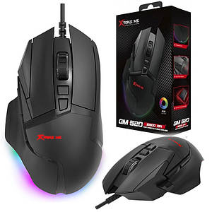 Мишка комп'ютерна ігрова Xtrike ME GM-520 RGB оптична ігрова миша з підсвічуванням RGB, чорний