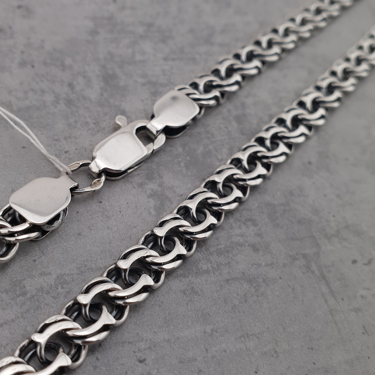 Жирна! Срібний чоловічий ланцюжок бісмарк цепочка 65 см (ширина 7 мм), фото 1