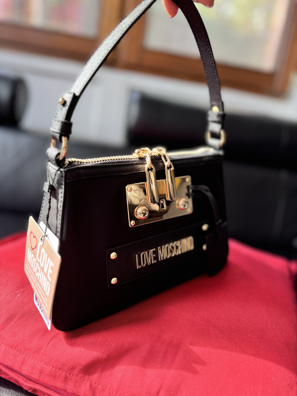 Жіноча сумка Love  Moschino original нейлон,  чорна, фото 1