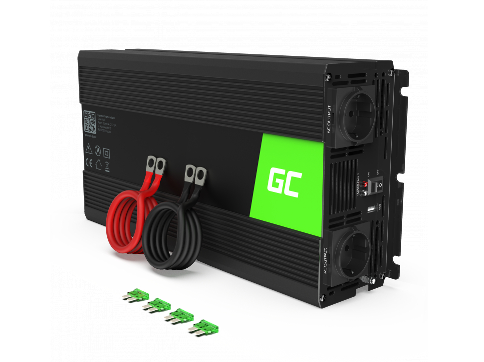 Автомобільний перетворювач Green Cell 12V на 230V 1500W/3000W (INV22) Чистий синус