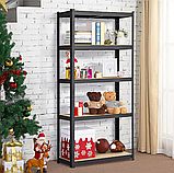 Стелаж для дому та гаража FunFit 180x90x40 см, 175кг/полиця, 5 полиць Black (3265), фото 4