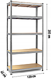 Стелаж для дому та гаража Humberg 205x120x45 см, 200кг/полиця, 5 полиць HR-850 (4850), фото 3