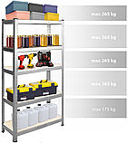 Стелаж для дому та гаража Humberg 205x120x45 см, 200кг/полиця, 5 полиць HR-850 (4850), фото 4
