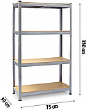 Стелаж для дому та гаража Plonos 150x75x30 см, 135кг/полиця, 4 полиці PL-700 (470000), фото 5