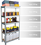 Стелаж для дому та гаража Humberg 180x100x50 см, 175кг/полиця, 5 полиць HR-849 (4849), фото 4