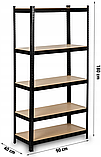 Стелаж для дому та гаража Humberg 180x90x40 см, 265кг/полиця, 5 полиць Black HR-813 (4813), фото 4