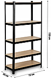 Стелаж для дому та гаража Humberg 150x75x30 см, 150кг/полиця, 5 полиць Black HR-811 (4811), фото 5