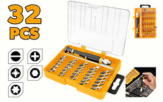 Комплект прецизійних бітів із мінірук'яткою 32 предмети Tolsen 20047