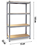 Стелажі для дому та гаражів Plonos 150x75x30 см, 135кг/полиця, 4 полиці PL-700 (470020), фото 8
