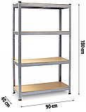 Стелаж для дому та гаража Plonos 180x90x40 см, 150кг/полиця, 4 полиці PL-702 (470200), фото 7