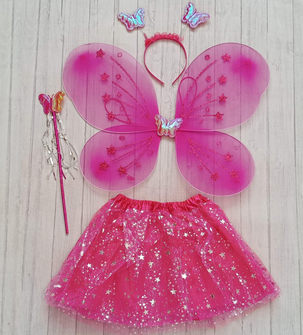 Карнавальний костюм метелика рожевий. Костюм метелик рожевий крила та спідниця, фото 1