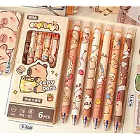 Набір ручок пиши-стирай Капібара Capybara 6 штук у наборі синій колір