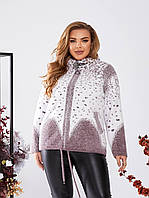 Жіноче хутро коротке пальто-піджак великих розмірів з вовни альпаки оберсайз р.50-56. Арт-3656/39