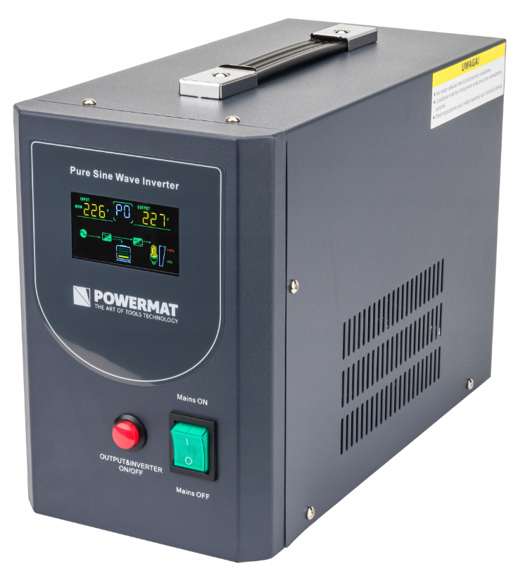 Гібридний інвертор із зарядкою Powermat 800 VA 12/230V 640W/800VA (PM-UPS-800MP)