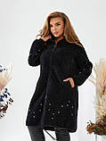 Жіноче хутрове пальто оверсайз супербатал із вовни альпаки з капюшоном р.50-56. Арт-3658/39, фото 3
