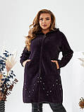Жіноче хутрове пальто оверсайз супербатал із вовни альпаки з капюшоном р.50-56. Арт-3658/39, фото 6