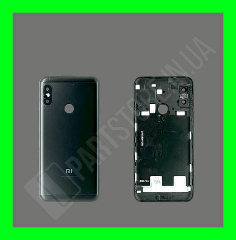 Кришка Xiaomi Mi A2 Lite/Redmi 6 Pro Black зі склом камери, фото 1