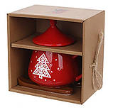 Чашка різдвяна порцелянова "Сані Санти" 300 мл із кришкою, фото 2